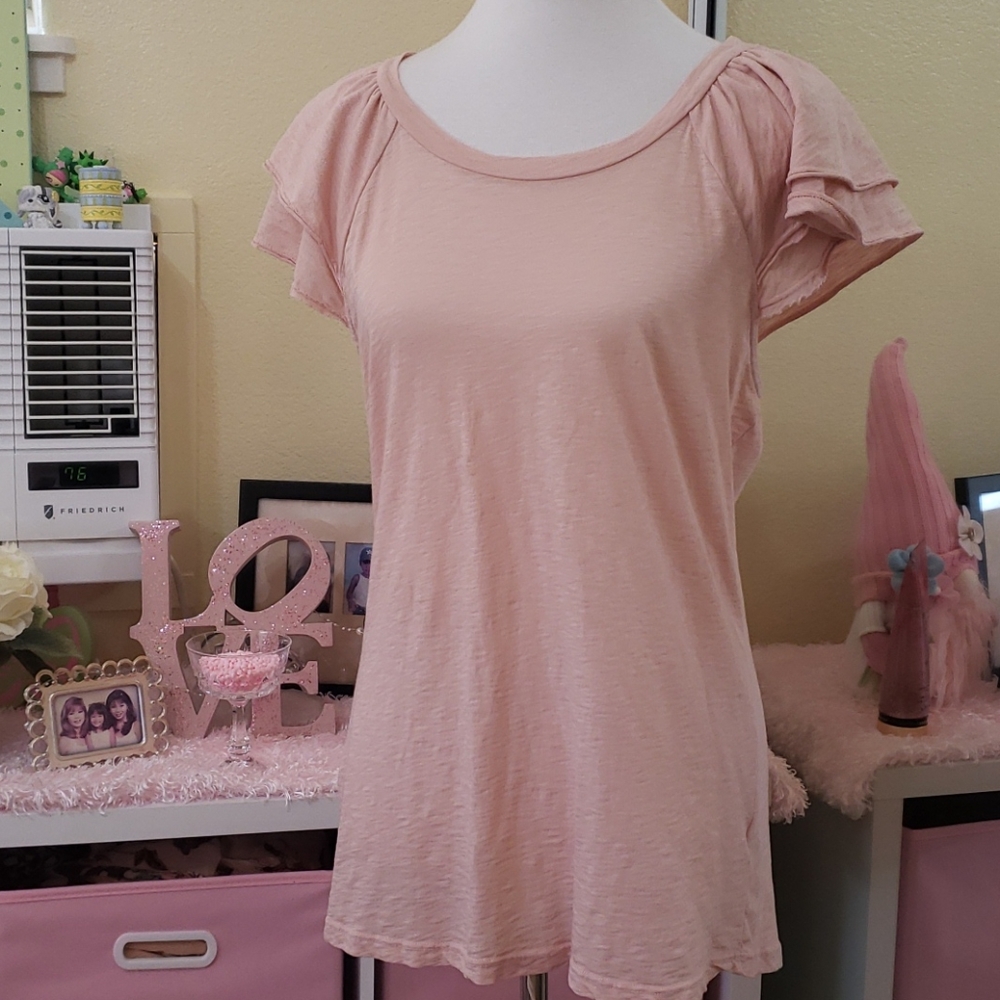 Sundry Ruffled Sleeve Top